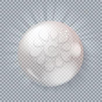 Glass ball gray transparent background, vector illustration.