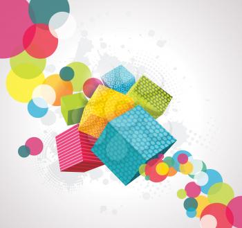 Abstract background with cubes. 3D Vector Design.