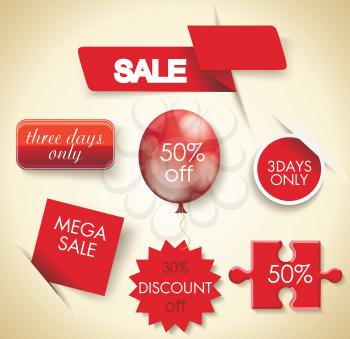 Mega sale. Set of sale design elements, vector.