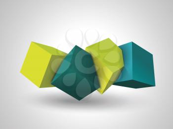 Abstract Composition of 3d cubes, vector Illustration. 
