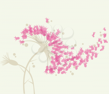 Abstract fluffy  flowers with fly petals. Vector illustration.