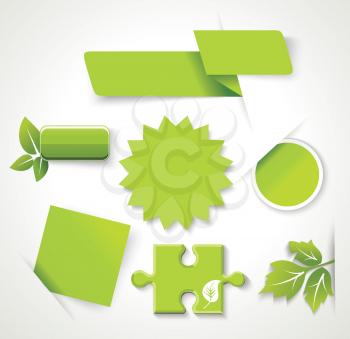 Set of eco, green, natural badges, labels, banners, stickers, vector.