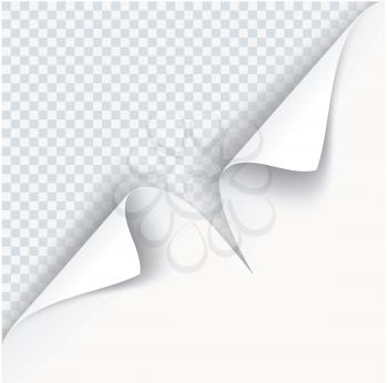 White paper page curl with shadow on transparent background.