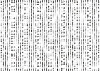 Monochrom binary code background. Data, technology, decryption, encryption, coding, hacker concept, computer background. Vector illustration.