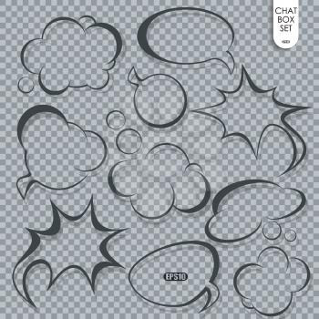 Speech bubble set. Thought  or Dream cloud. Talk balloon. Quote box. Vector  icons.
