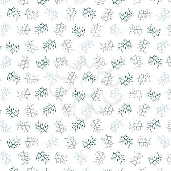 Decorative pattern with drawn branches, vector background.