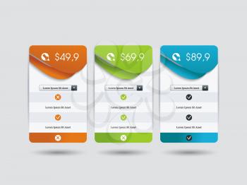 Price list widget with 2 payment plans for online services, pricing table for websites and applications.