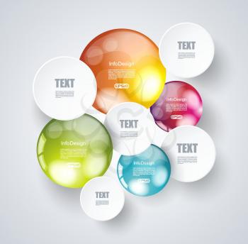 White paper circles with bright spheres on a clean background.