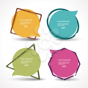 Flat  promotion stickers,  banners with frame,  price tag, chat bubble, badge, poster. Vector illustration.