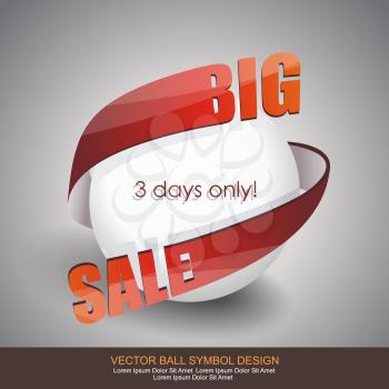 Big Sale sign design of white ball with red arrow.