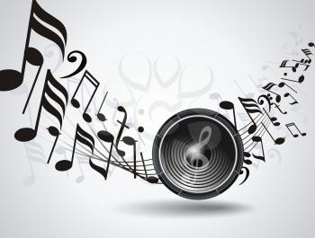 Vector background with  audio speake and music notes.