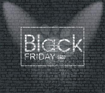BLACK FRIDAY banner on the brick wall texture.