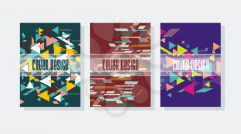 Business brochure design template with hipster stile geometric patterns.
