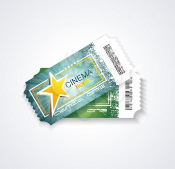 Cinema tickets, realistic detailed vector illustration.