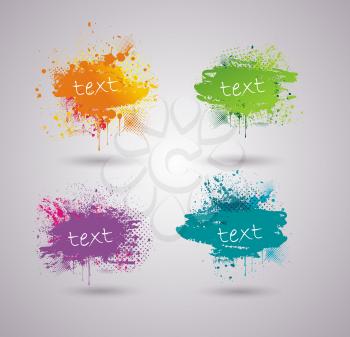 Vector set of bright ink blots with place for your text.