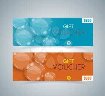 Gift voucher template with transparent bubbles design, vector.