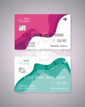 Credit card  with abstract  shape, waves. Detailed abstract credit card concept  for business, payment history, shopping malls, web, print.