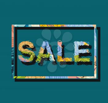 SALE banner, letters design with retro pattern.