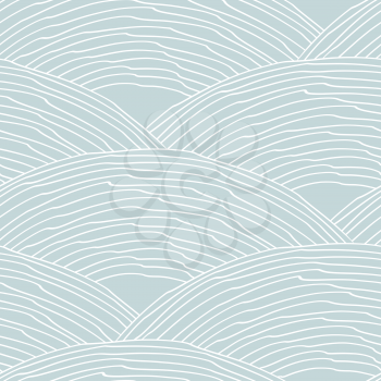 Seamless pattern with abstract doodle wavy scale texture