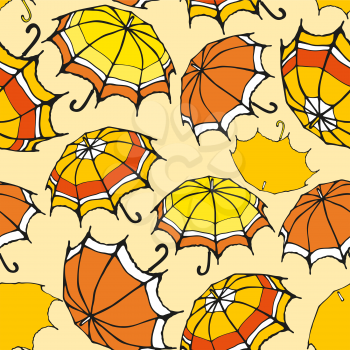 Seamless pattern with decorative colorful umbrellas