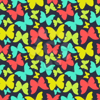 Seamless pattern with decorative colorful butterflies