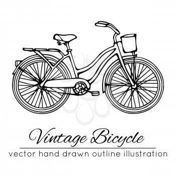 Vector illustration of outline vintage bicycle