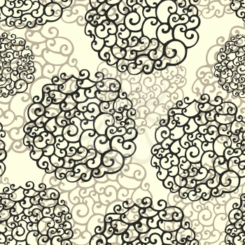 Seamless pattern with decorative swirl ornament