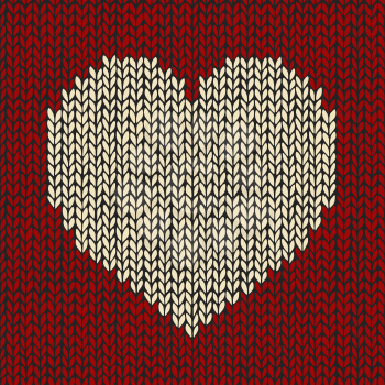 Seamless pattern with knitted heart