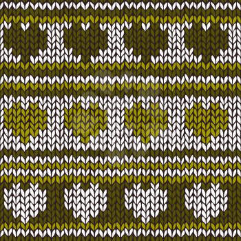 Seamless pattern with knitted hearts and stripes