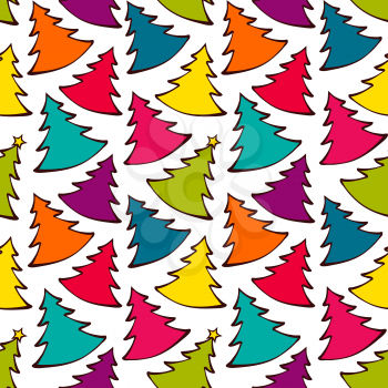 Seamless pattern with colorful Christmas trees