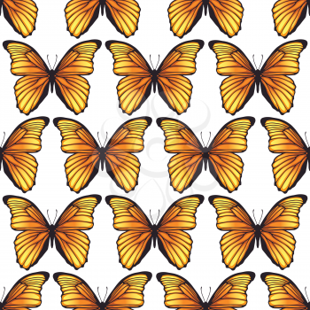 Seamless pattern with bright butterflies