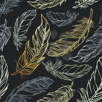 Seamless pattern with decorative feathers
