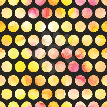 Seamless pattern with hand painted polka dots
