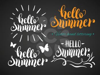 Hello summer hand lettering set