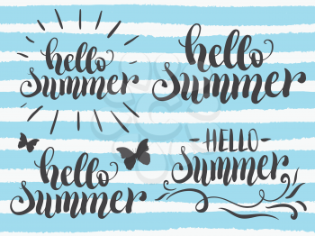 Hello summer hand lettering set