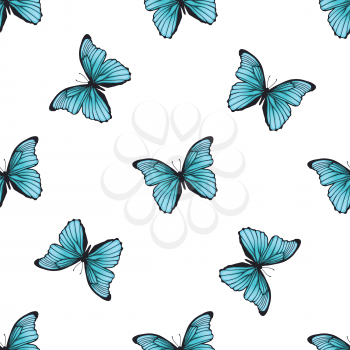 Seamless pattern with colorful butterflies