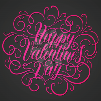 Happy Valentine's day hand lettering. Can be used for website background, poster, printing, banner, greeting card. Vector illustration