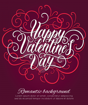 Happy Valentine's day hand lettering background. Can be used for websites, poster, printing, banner, greeting card. Vector illustration