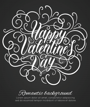 Happy Valentine's day hand lettering background. Can be used for websites, poster, printing, banner, greeting card. Vector illustration