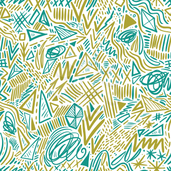 Geometric doodle hand drawn seamless pattern. Random decorative elements. Vector illustration