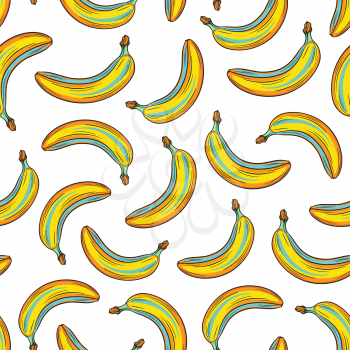 Bananas bright colorful seamless pattern, template for your design. Fresh fruits collection. Decorative hand drawn doodle vector illustration