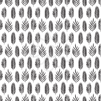 Hand drawn pattern with decorative palm leaves. Stylized colorful branches. Summer spring background, nature collection. Vector illustration