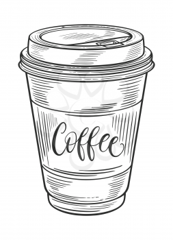 Hand drawn tea or coffee cup. Isolated on white background. Decorative doodle vector illustration