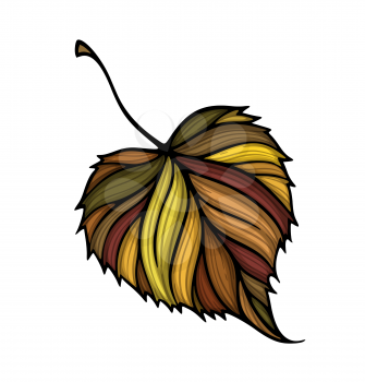 Falling linden leaf colorful vector illustration. Decorative hand drawn organic autumn leaf collection. Isolated on white background