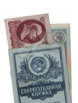 savings-bank book of bank of the USSR and the Soviet roubles