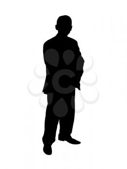 Silhouettes of the businessman standing on the white background