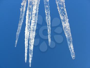 icicles on a background of the blue sky
