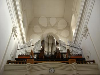 The image of silvery fine organ in catholic church