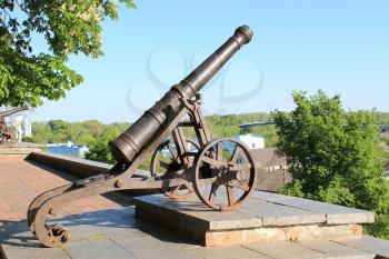 old cannon standing in central park of Chernigov