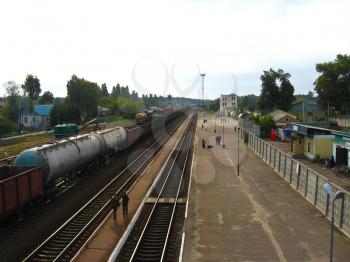 The image of the view on a railway junction